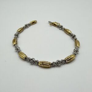 10K Yellow White Gold Diamond Bracelet 0.15 CTW I Love U 7" 6.87g